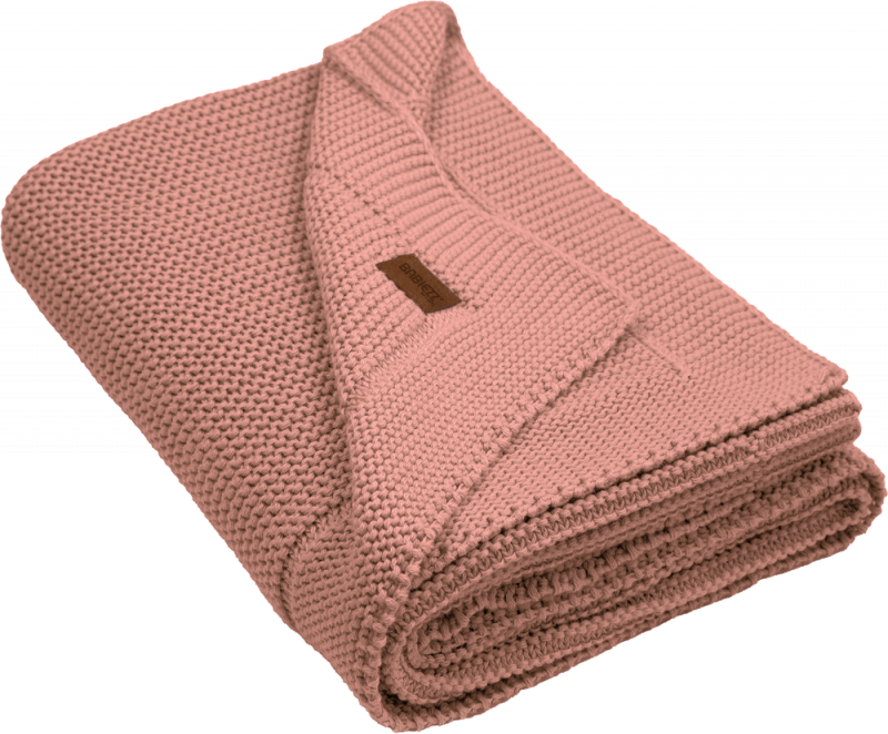 Gebreide babydeken 100% Biologisch Katoen Soft pink met geborduurde naam ashley-design