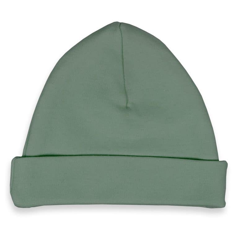 Newborn mutsje stone green met geborduurde naam