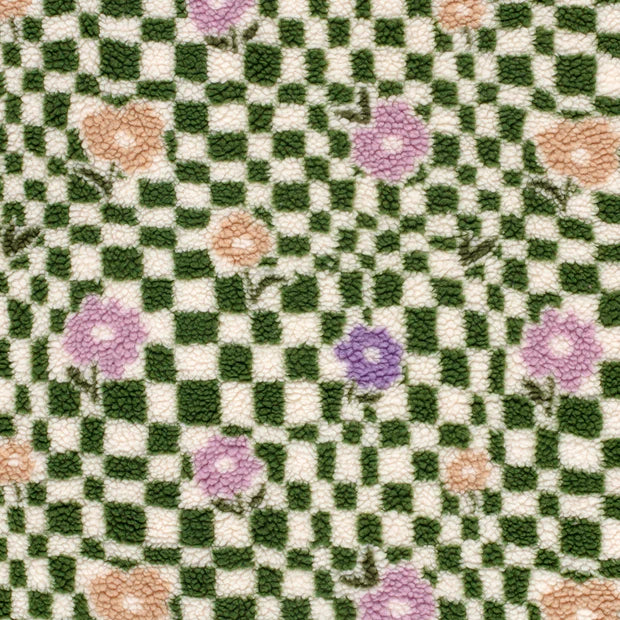 Teddy gilet bloemen olijf groen