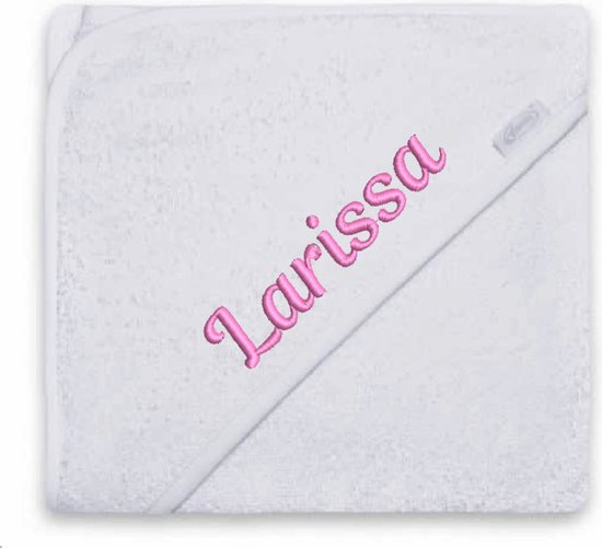 Badcape wit met geborduurde naam